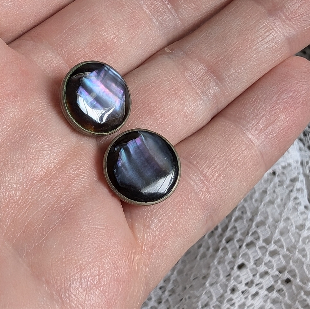 Vintage 12mm Abalone Shell Stud Earrings